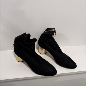 Elegant Black and Gold Women's Ankle Boots